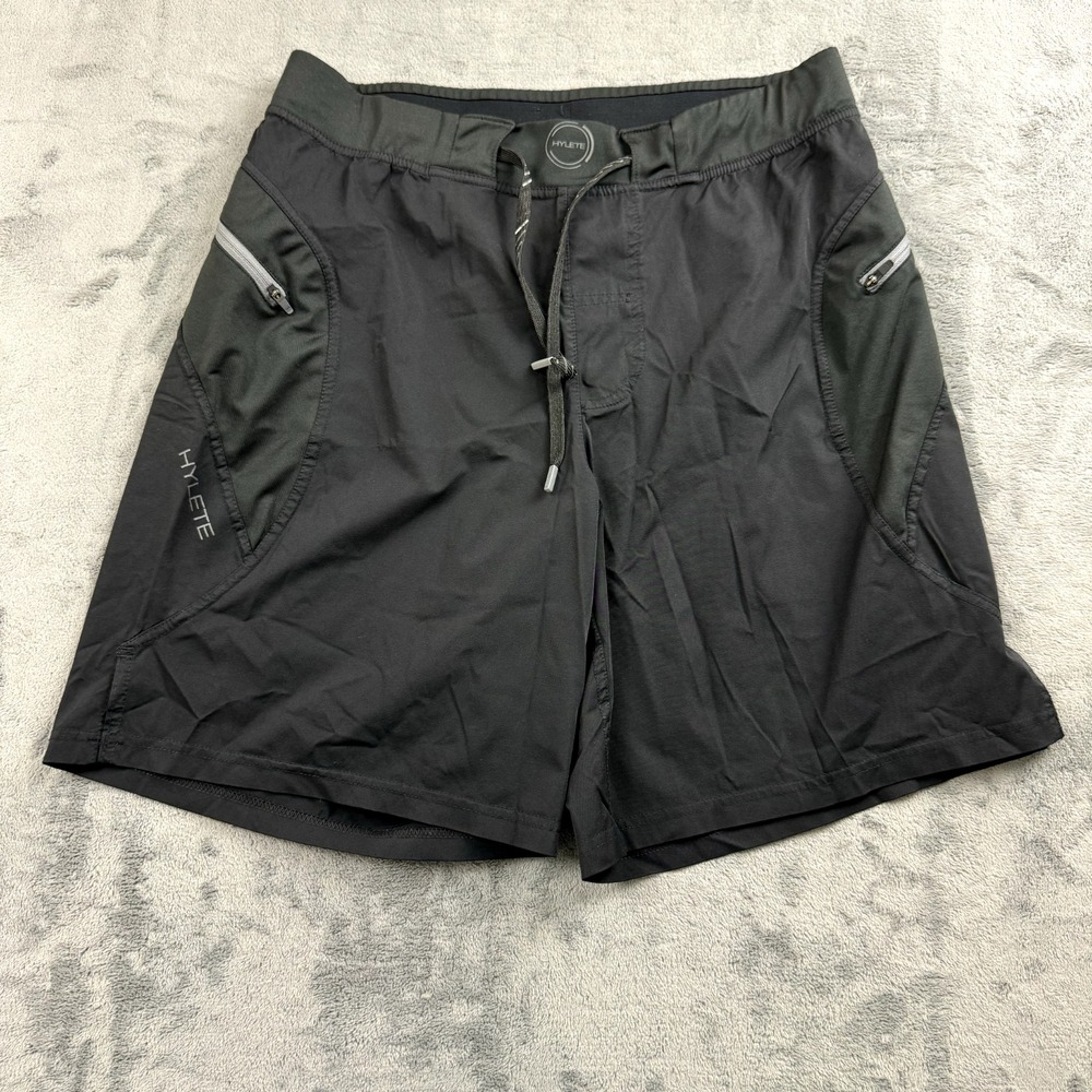 Hylete Mens Shorts Size M Above The Knee‎ 9" Drawstring Performance Gym Black